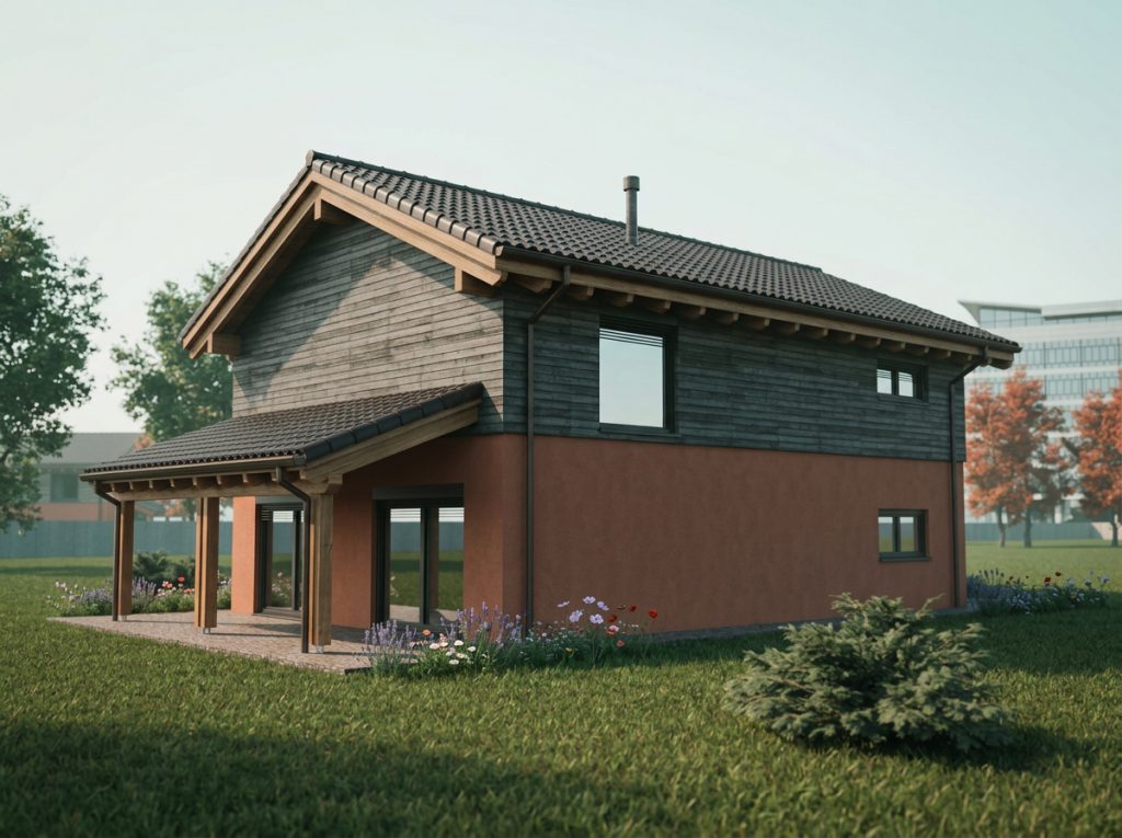 Biholz Casa C con intonaco e legno - 002