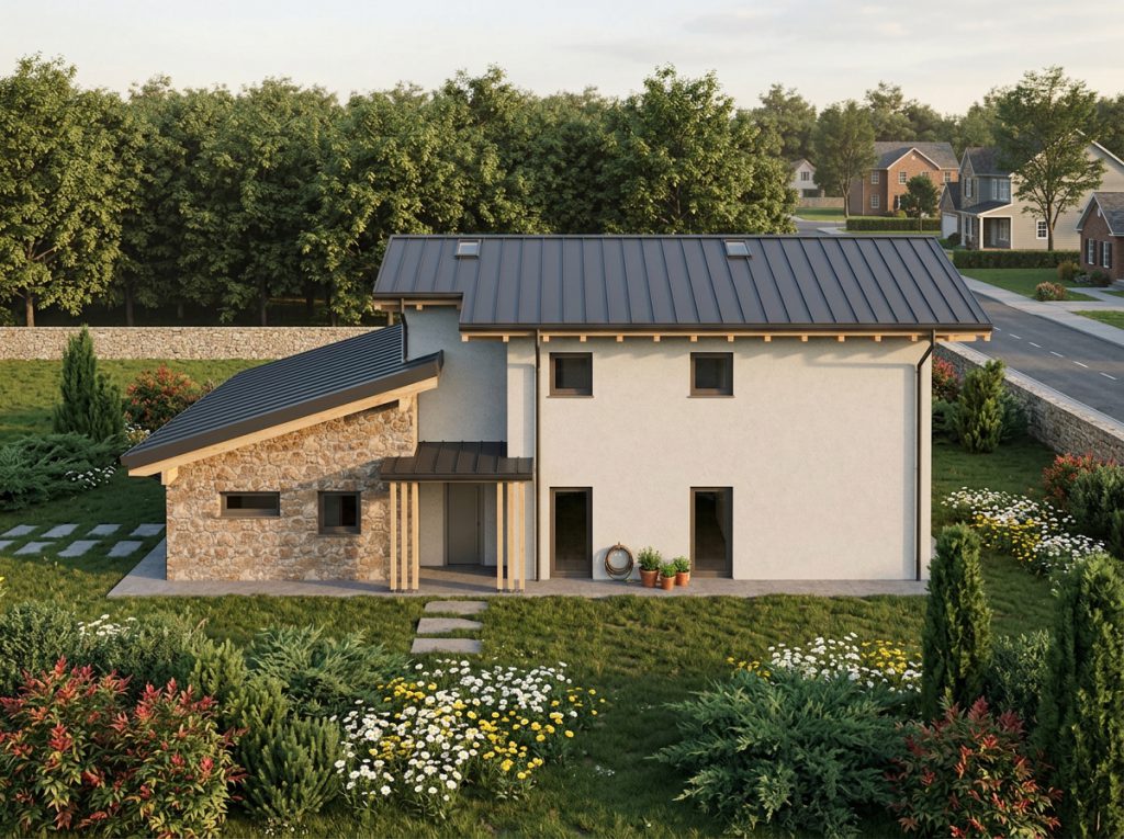 Biholz Casa T con intonaco e pietra - 002