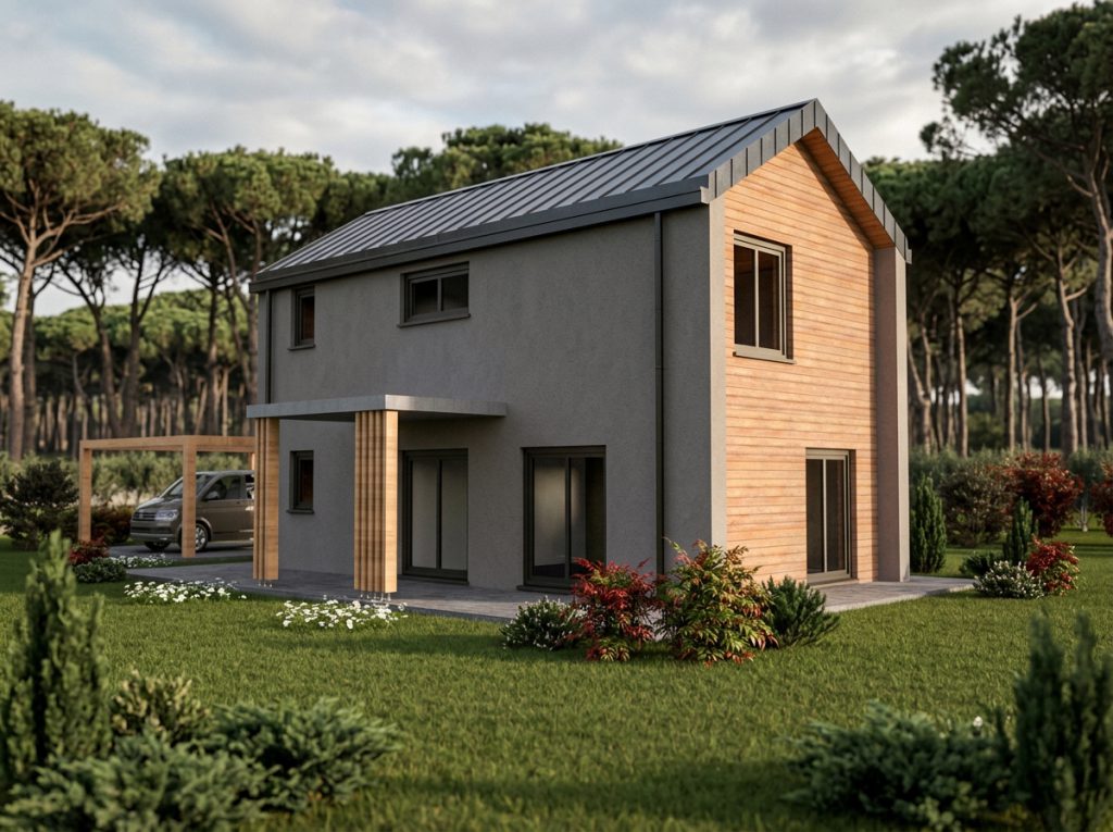 Biholz Casa Electra con intonaco e legno - 001