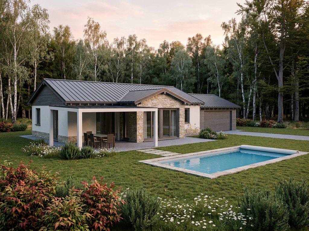 Biholz Casa Perla con intonaco bianco e pietra - 006